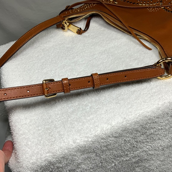 Michael Kors Rhea Leather Fringe Studded Shoulder bag - Picture 6 of 11